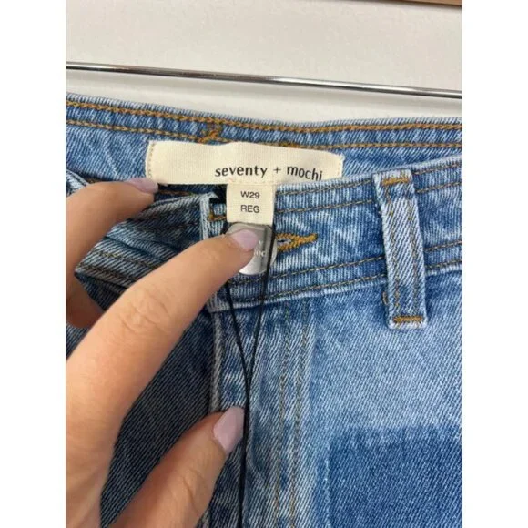 NWT Seventy + Mochi High Rise Mabel Wide Leg Jean Patch Pocket Rodeo Vintage - Picture 5 of 7